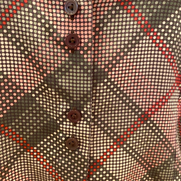 Foxcroft Woman’s Fitted Fit Brown Hot Pink Pattern Button Down Shirt / Size 14 - Picture 5 of 16